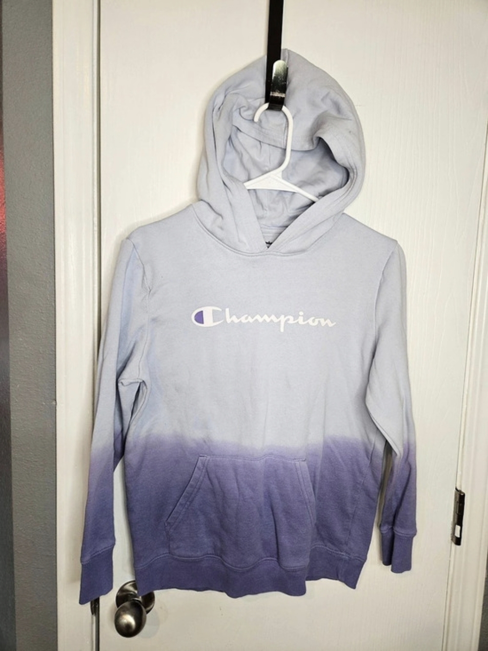 Champion Girls Ombre Script Logo Hoodie Purple Size XL